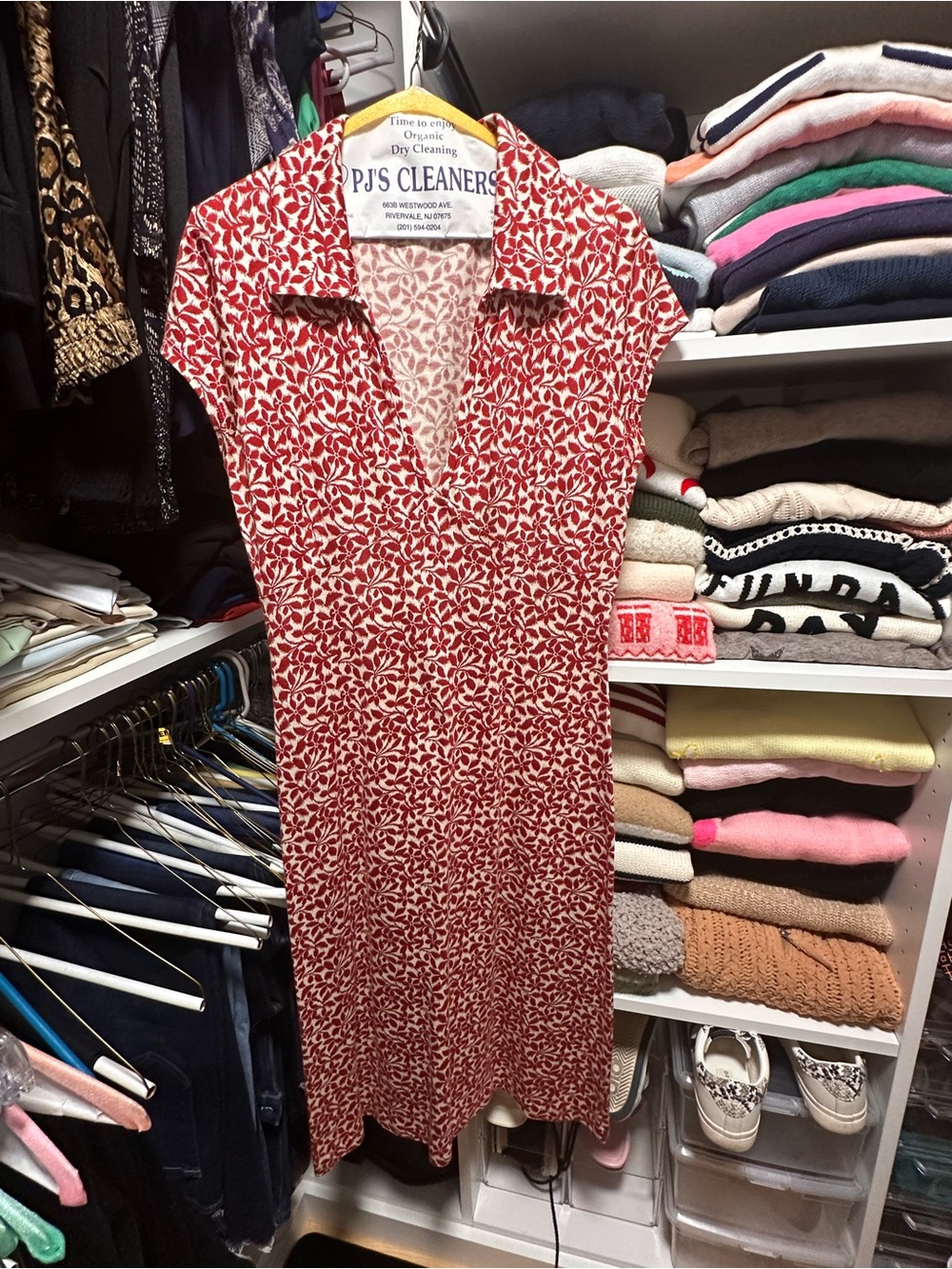 Banana Republic Red and White Leaf-Print Maxi Dress